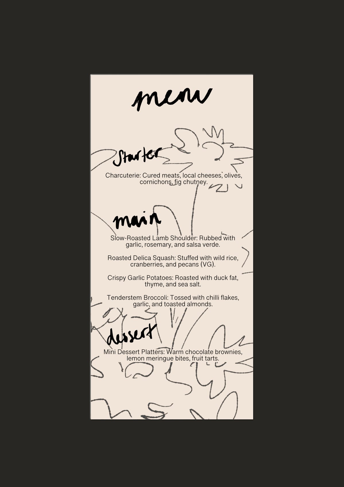 Cream Floral Menu Template