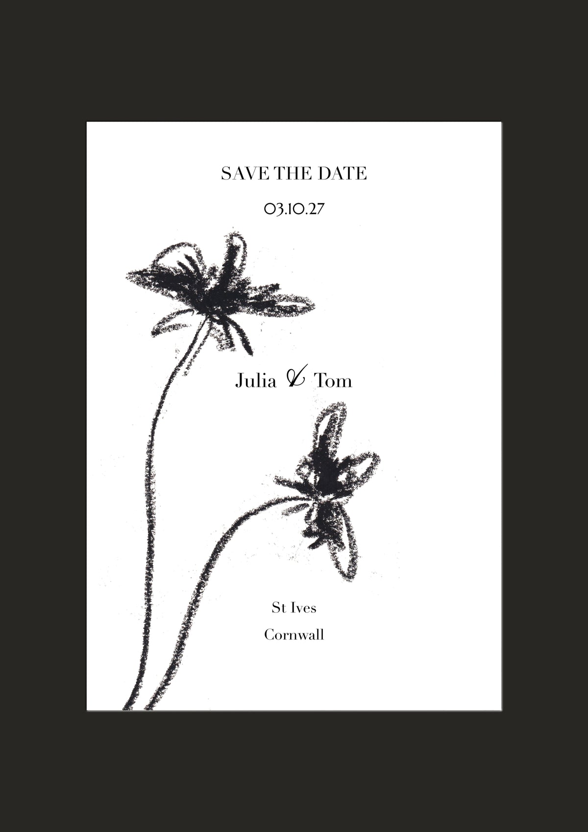 Black Floral Save the Date Template