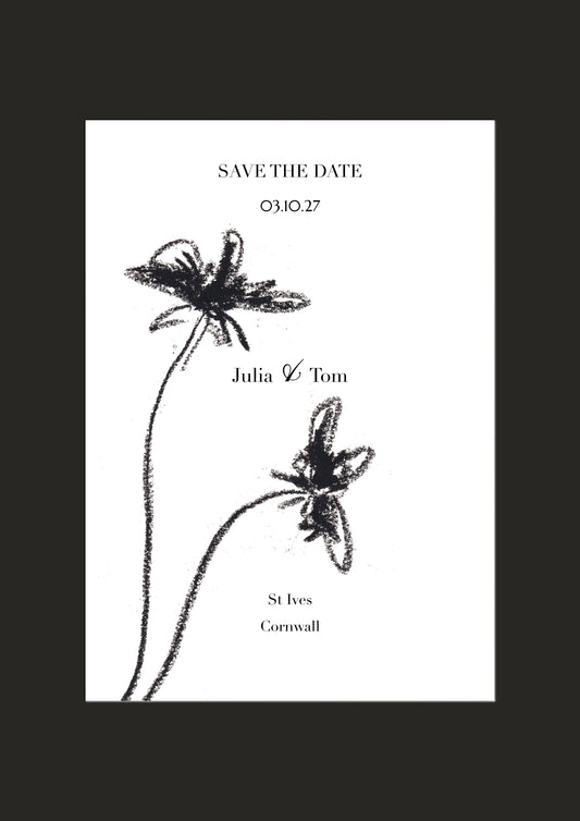 Black Floral Save the Date Template