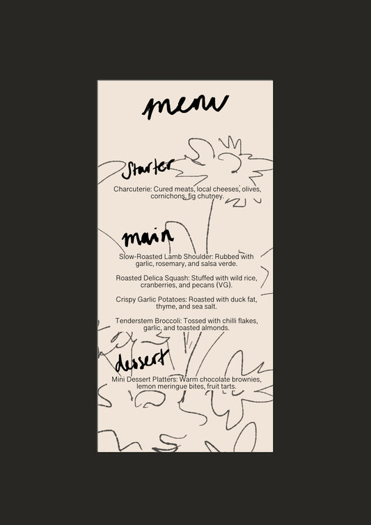 Cream Floral Menu Template