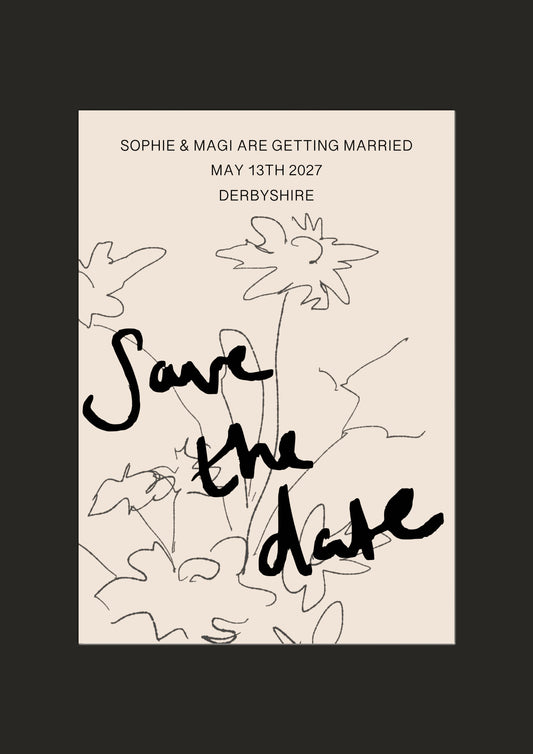 Cream Floral Save the Date Template