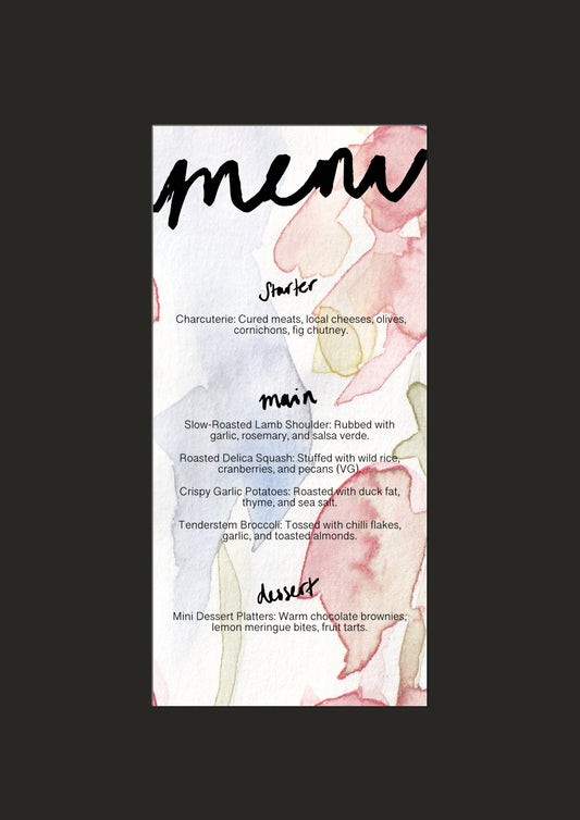 Foxglove Watercolour Menu Template