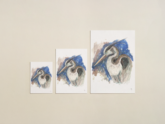 Heron Art Print | Night Sky Wall Art | Abstract Bird Print