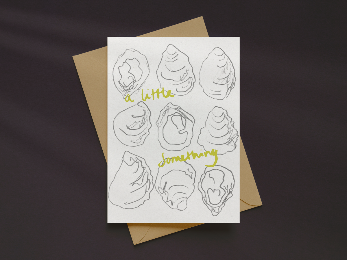 A Little Something Greetings Card | Hand Drawn Oyster Shell Card | Illustrated Blank Greeting Card