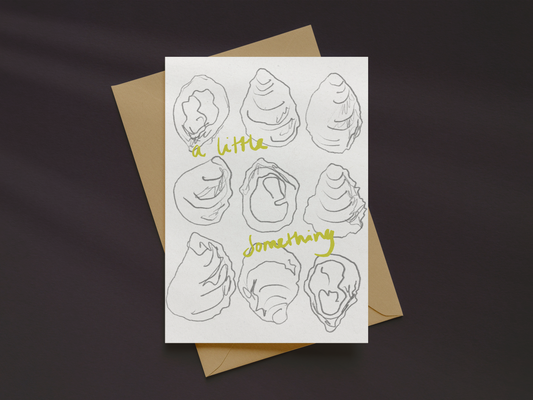A Little Something Greetings Card | Hand Drawn Oyster Shell Card | Illustrated Blank Greeting Card